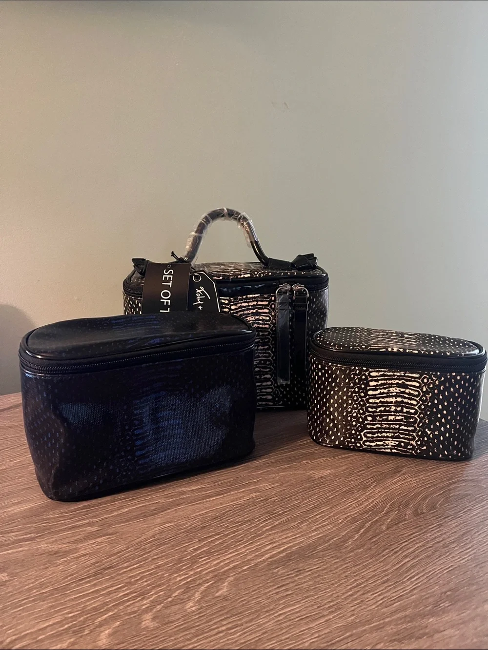 Foley and Corinna Set of 3 Textured Travel Cosmetic Bags NWT